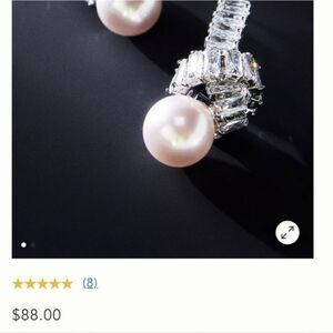 New 14k ANTHROPOLOGIE Pearl and Rhinestone twist earrings